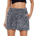 thumbnail image 1 of Glisme Women Shorts Sequin Embroidery Elastic Waist with Pockets Summer Comfortable Shorts for Women Size M Grey, 1 of 5