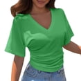 thumbnail image 1 of Glisme Women Tee Solid Color Short Sleeve V-Neck T Shirt Women's Casual Clothes for Summer, 1 of 4