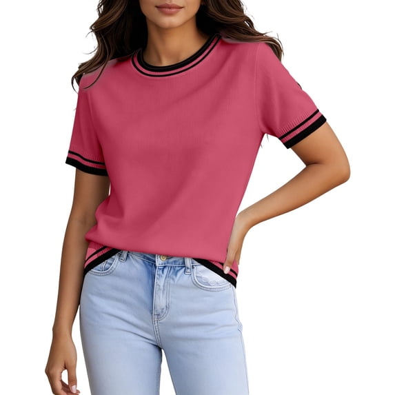 Glisme Womens Oversized T Shirts Short Sleeve Tee Crewneck Solid Color T Shirt Fashion Clothing 3Xl Red