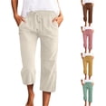 thumbnail image 1 of Glisme Womens Pants Elastic Waist Relax Fit Trousers Straight Leg Slacks With Pocket Basic Bottoms Yellow M, 1 of 5