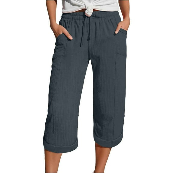 Glisme Womens Pants Fashion Straight Leg Casual Pants High Waist Sports Loose Pants Comfy Trousers Dark Gray