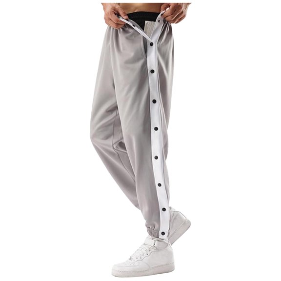 Glisme Womens Pants Sports Breasted Pants Button Up Trendy Sanitary Pants Loose Ankle Training Casual Pants Versatile Trousers Grey