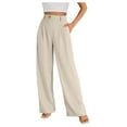 thumbnail image 1 of Glisme Womens Pants Wide Leg Dress Pants High Waisted Dressy Trend Trousers Beige, 1 of 4