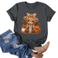 Glisme Womens T Shirts O Neck Short Sleeve Blouses Cartoon Prints Tops ...