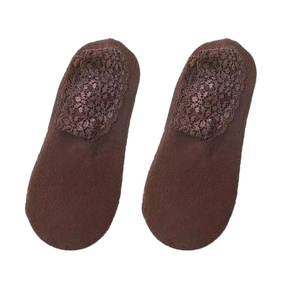 Glisme Womens Winter Warm Sock Lace Lightweight Socks Brown