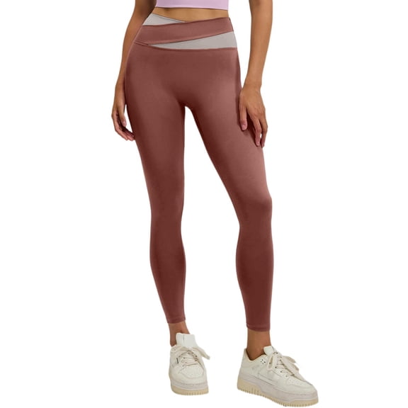 Glisme Yoga Pants Women High Waisted Split Panel High Waist Yoga Leggings For Workout And Running Stretchy Fit With Lifting Gym Compression Tummy Control Womens Yoga Pants Coffee