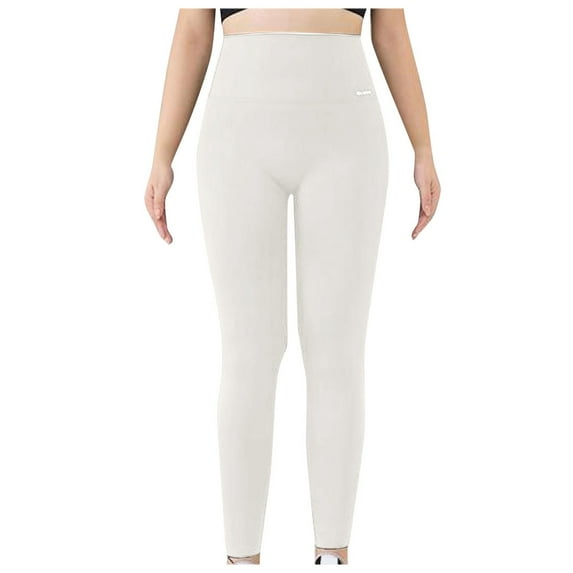 Glisme Yoga Pants Women Lightweight High Waist Plus Size Yoga Leggings Athletic Gym Workout Pants Beige