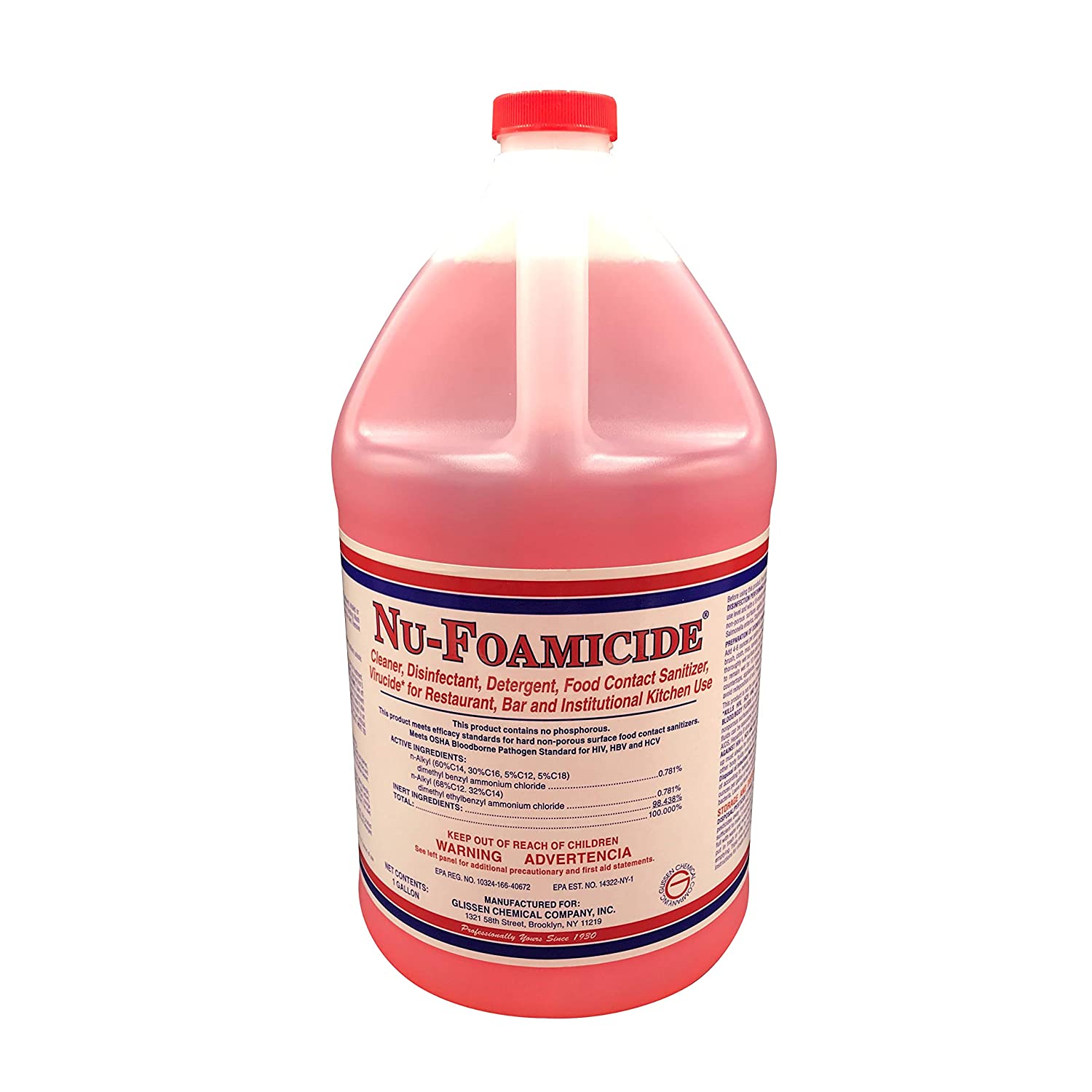 Glissen Chemical 300048 NuFoamicide EPA Registered 1Gal All Purpose Cleaner Concentrate