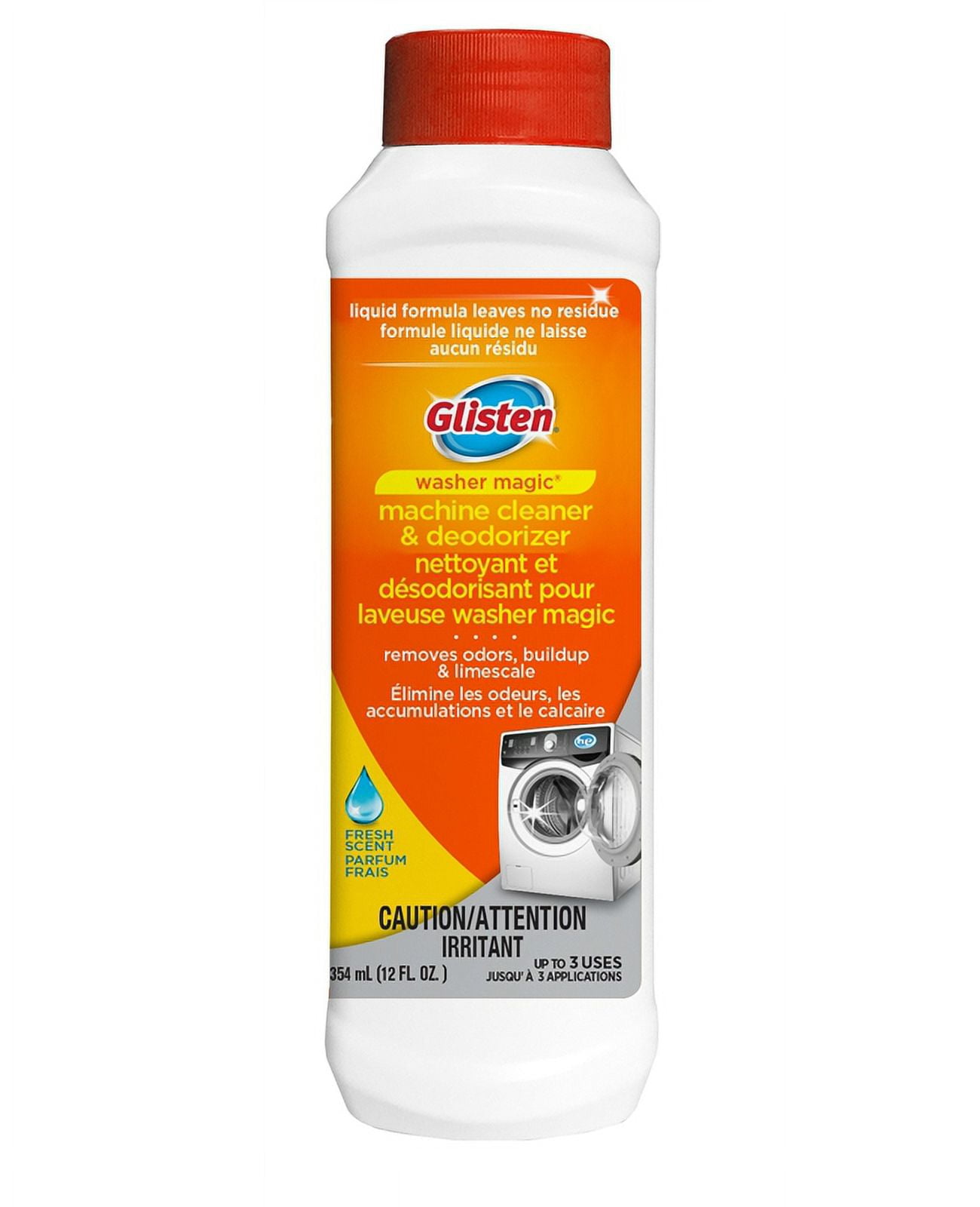 Glisten CWM0612N Washer Magic Washing Machine Liquid Cleaner & Deodorizer, 12 Oz