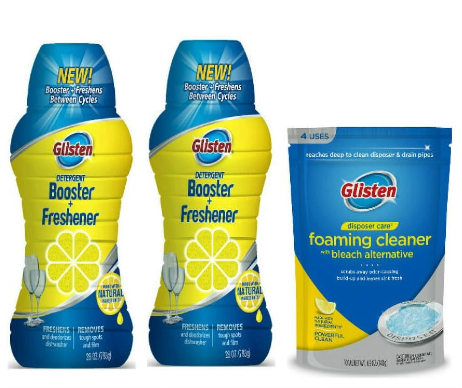 Glisten Dishwasher Detergent Booster and Freshener 2Pack and Disposer