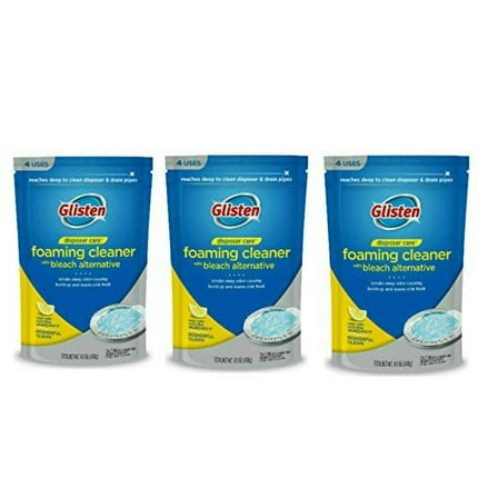 Glisten Disposer Care Garbage Disposal Foaming Cleaner, Lemon Scent, 3 Pack 12 Uses