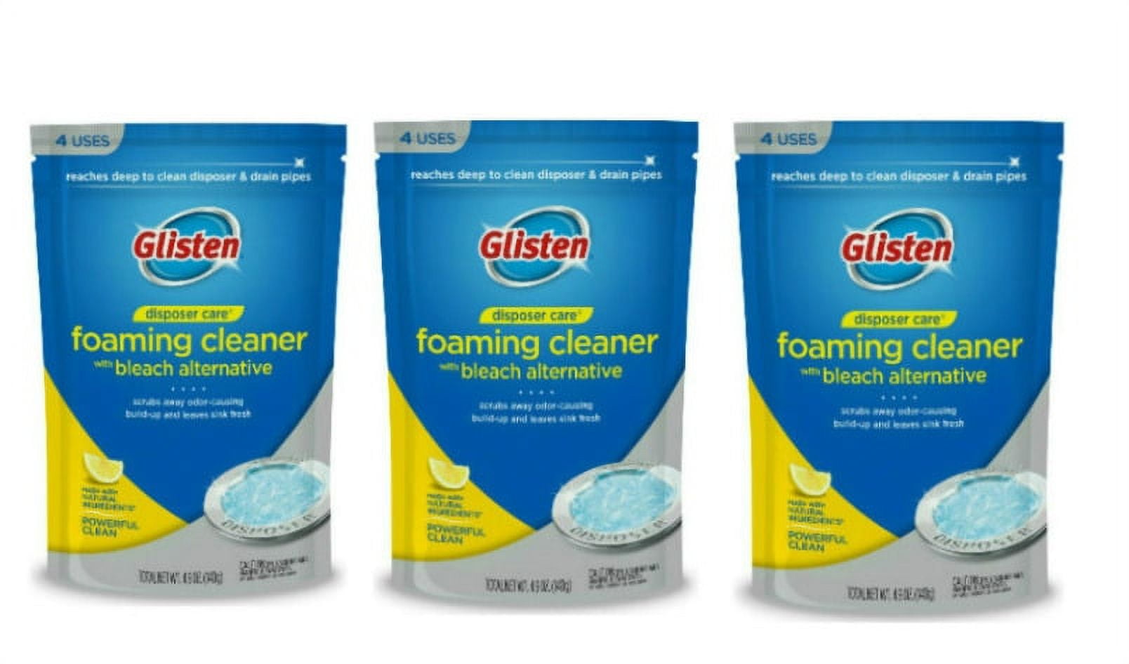 Glisten Garbage Disposer Care Foaming Cleaner, Lemon Scent, 12 uses