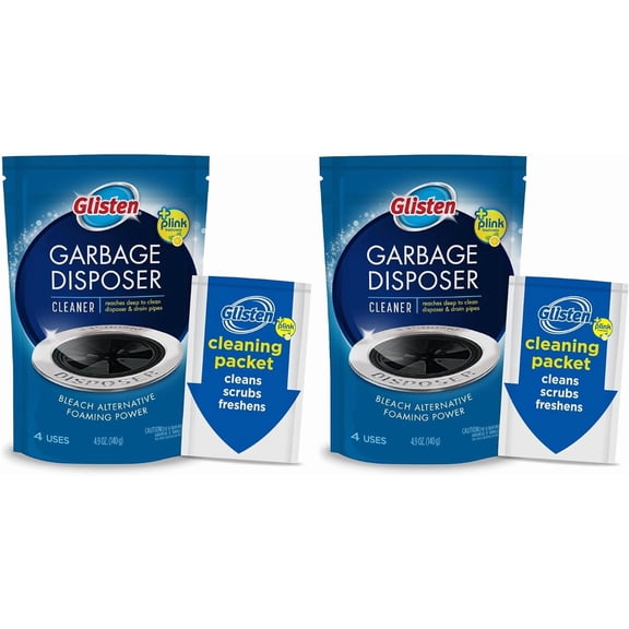 Glisten Garbage Disposer Cleaner and Freshener with Foaming Action, Sink Disposal Odor Eliminator Helps Remove Build-Up in Drain Pipes, Lemon Scent, 4/Pack, Pack of 2