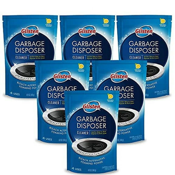 Glisten Garbage Disposer Cleaner, Odor Eliminator with Foaming Action, Removes Build-up and Deep Cleans, Lemon Scent, 4.9 Oz(Pack of 6)