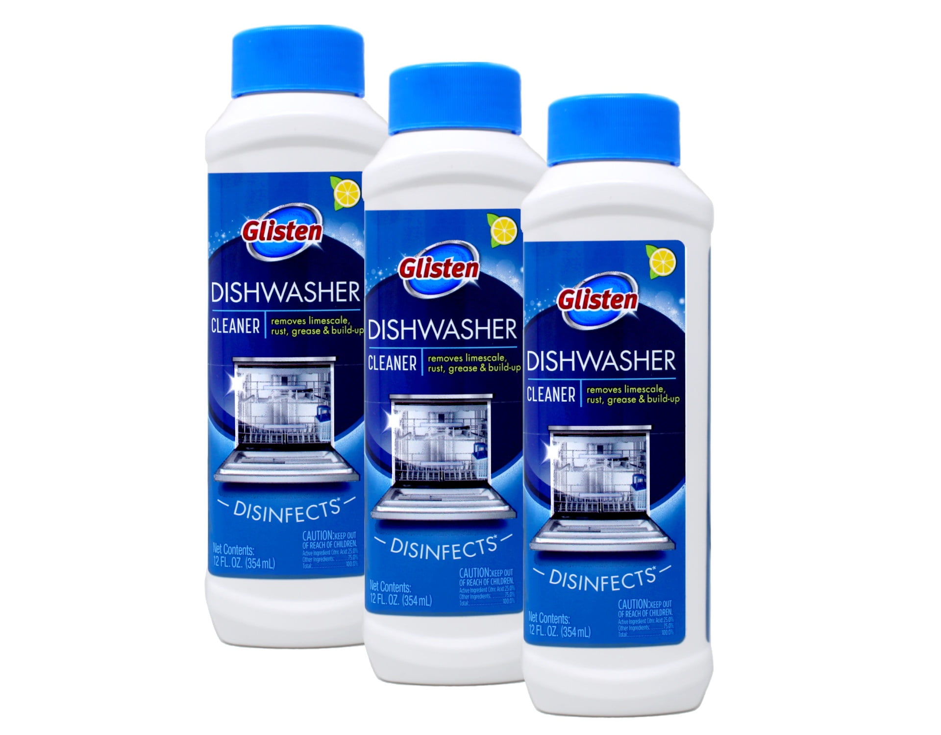 Glisten Liquid Dishwasher Detergents, Lemon Scent, 12 Fluid Ounce