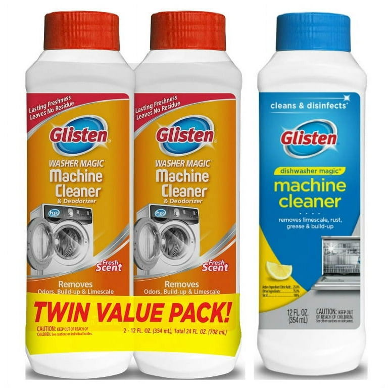 Glisten Washer Magic Washing Machine Cleaner and Deodorizer 2-Pack and  Dishwasher Magic Machine Cleaner and Disinfectant