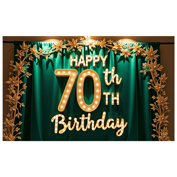 Glistening 70th Birthday Banner with Star Elements Background Backdrop Party Supplies Photography Props Birthday Decoration Event Decor Happy Birthday Celebration Party Decorations