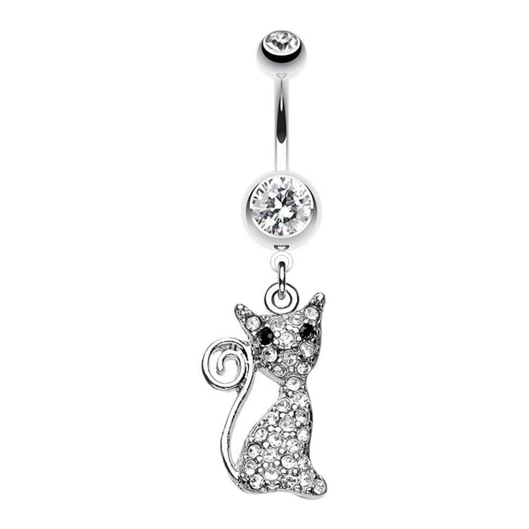 Cat belly cheap button ring