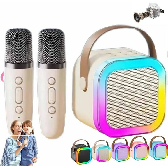 Glistenwing Mini Karaoke,2025 New Glistenwing Karaoke,Stellaya Mini Karaoke Machine,Fall Portable Wireless Small Karaoke Speaker Kids with 2 Mic,Immersive 3D Sound Quality