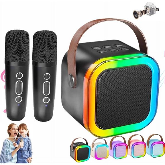 Glistenwing Mini Karaoke,2025 New Glistenwing Karaoke,Stellaya Mini Karaoke Machine,Fall Portable Wireless Small Karaoke Speaker Kids with 2 Mic,Immersive 3D Sound Quality
