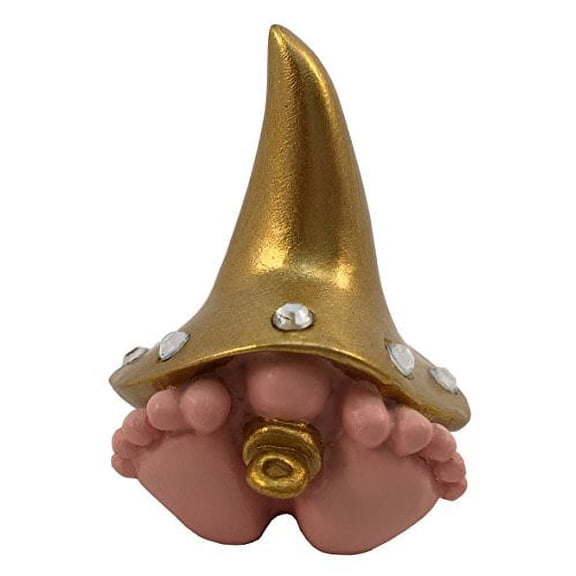 GlitZGlam Baby Diva the "Giant" Golden Baby Gnome for the Enchanted Gnome and Fairy Garden (6 Inches Tall) Gold)