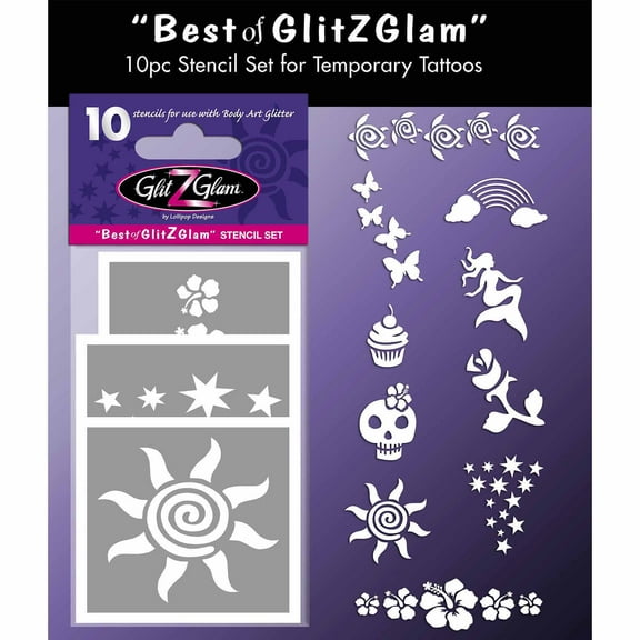 GlitZGlam Kids Tattoo Stencil Set