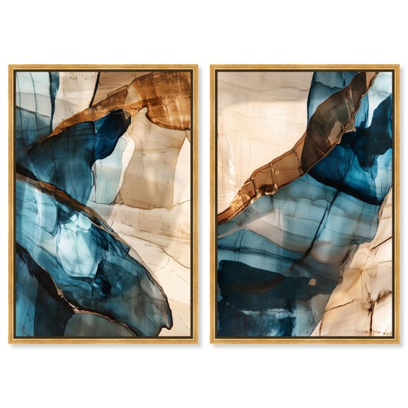 Glitch Aesthetic Harmony Duo Canvas Print Boho Wall Decor by Art Remedy, Gold Frame, 20 x 30