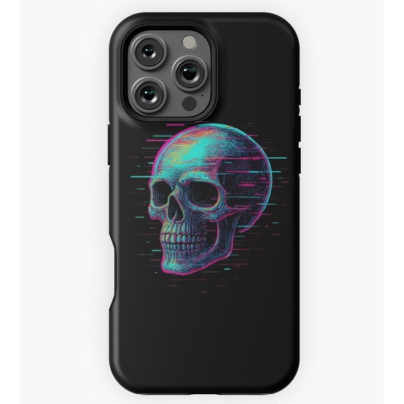 Glitch Art Skeleton Neon Cyberpunk Distortion Design GA6764 Phone Case for iPhone 11 to 17 Pro Max