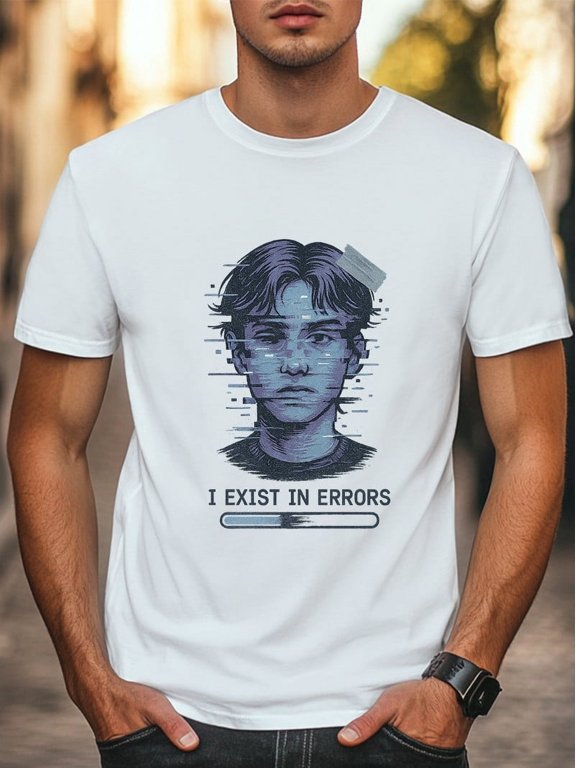 Glitch Art T-Shirt I Exist in Errors" Aesthetic Techwear Graphic Tee Unisex Tee"