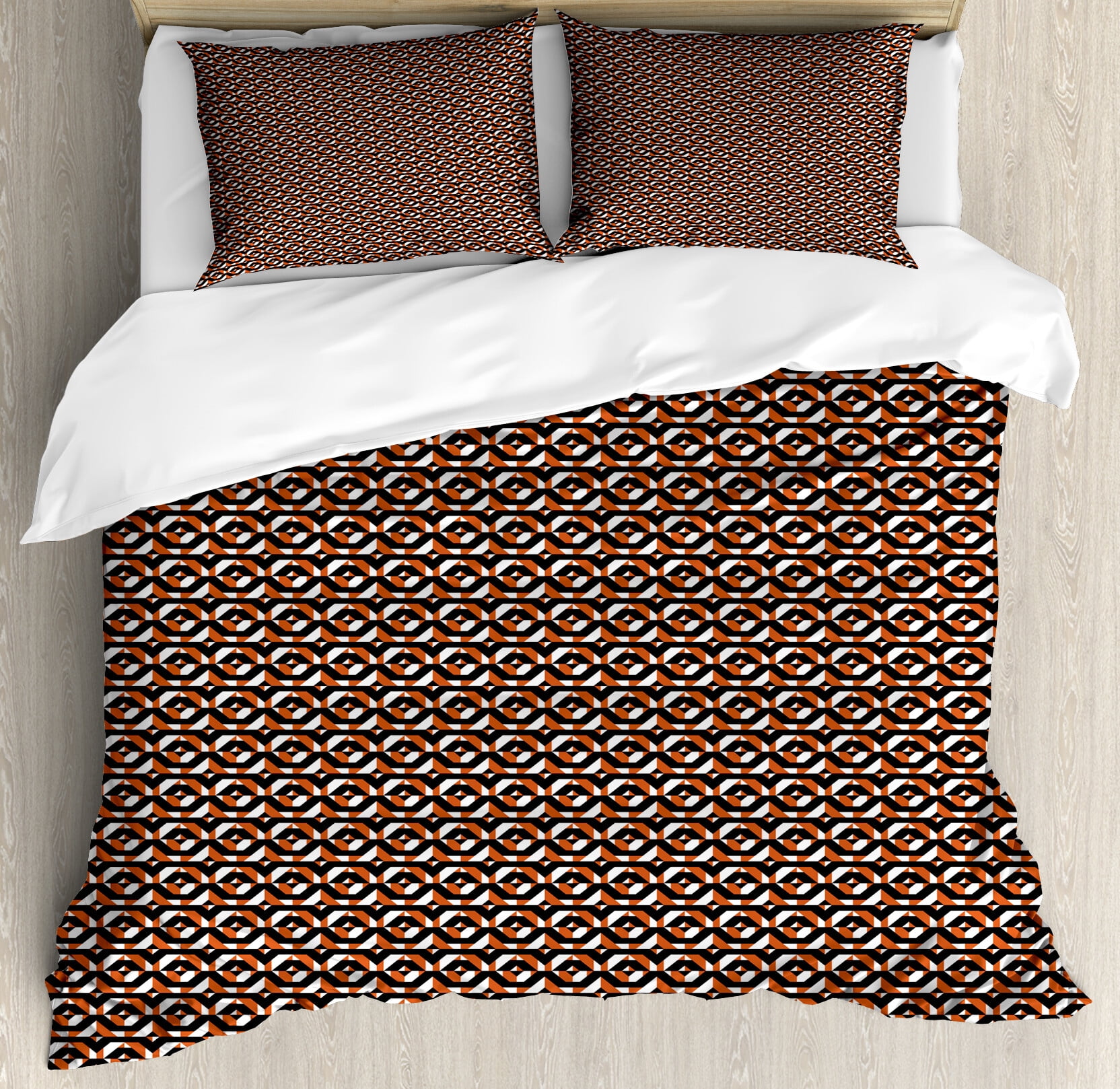 Glitch Duvet Cover Set, Retro Look Geometric Shapes Symmetrical ...