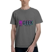 Glitch Effect Geek Pride Day Cotton Short Sleeve Graphic T-shirt for Men Gray 6X-Large