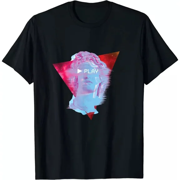 Glitch Greek Statue Play Retrowave Synthwave Vaporwave T-Shirt S-5XL