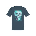 thumbnail image 1 of Glitch Skull Cyberpunk Art Dark Heather Men's T-shirt, 1 of 3