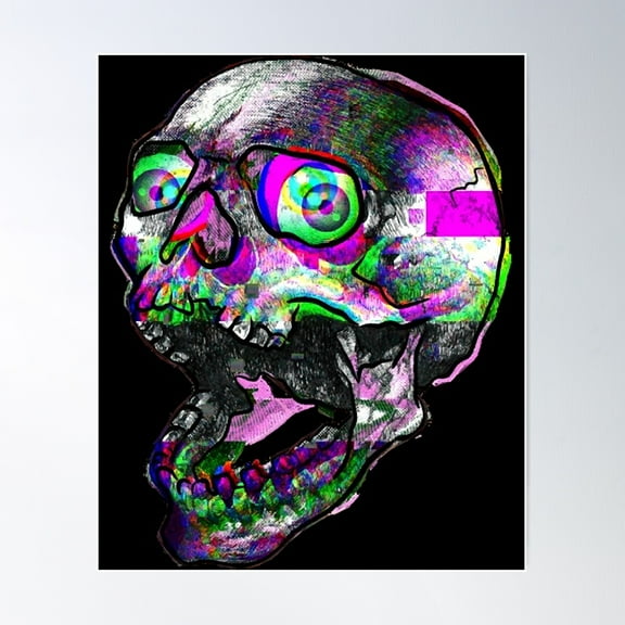 Glitch Skull Poster Wall Art, Modern Wall Decor For Living Room Bedroom, 8x12 UNFRAMED