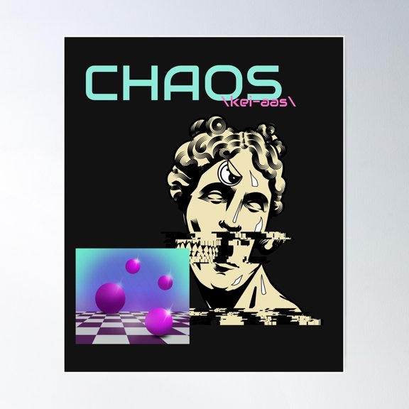 Glitch Vaporwave Chaos Magick Aesthetic 1 Poster Wall Art, Modern Wall Decor For Living Room Bedroom, 8x12 UNFRAMED