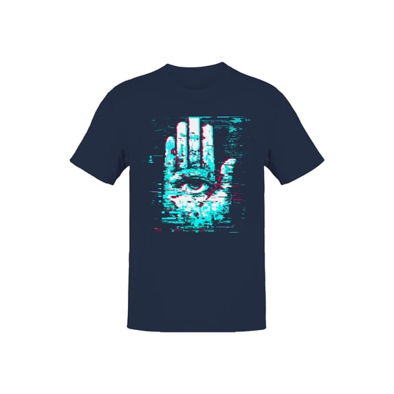 Glitch Vision: Digital Eye Art Navy Men's T-shirt