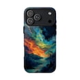 thumbnail image 1 of Glitch Wave Wilderness Blue Green Abstract Artistic Protective Phone Case with iPhone 11 to 17 Pro Max, 1 of 2
