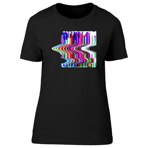 Glitched Colorful Wavy Stripes Tee Women's -Image by Shutterstock