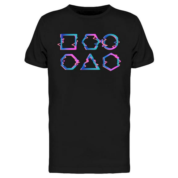 Glitched Holo Shapes T-Shirt Men -Image by Shutterstock, Male Large