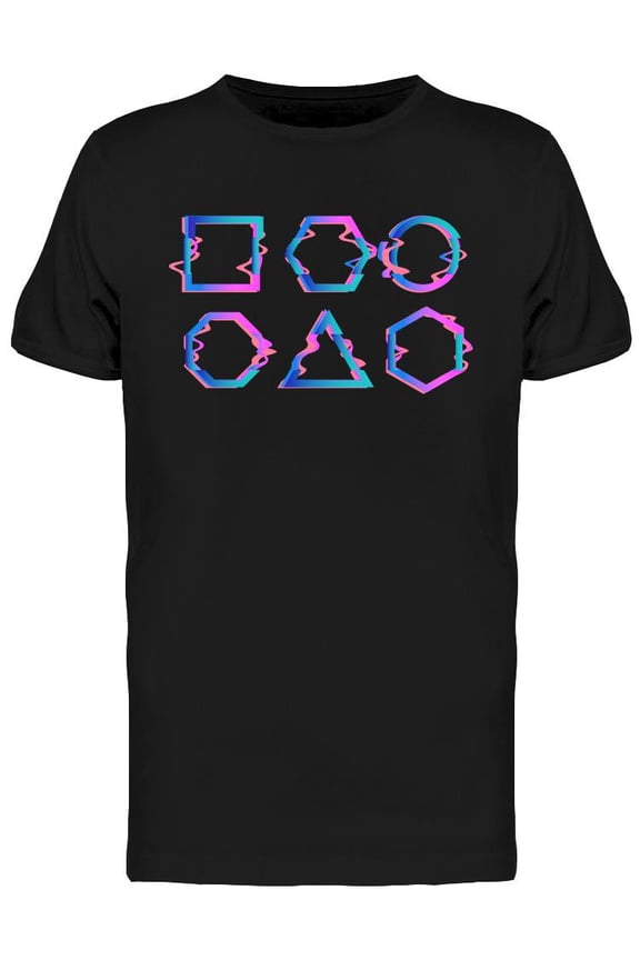 Glitched Holo Shapes T-Shirt Men -Image by Shutterstock, Male Large