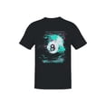 thumbnail image 1 of Glitched Neon 8-Ball Art Black Men's T-shirt, 1 of 3