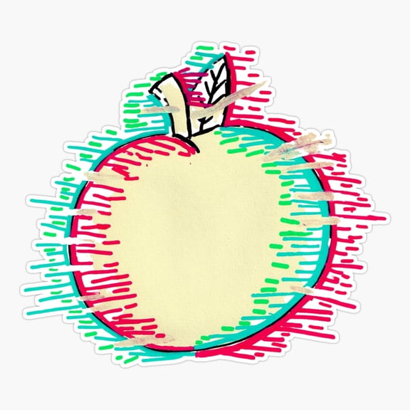 Glitchy Apple 4 Er, Phone Decal Water Bottle Stickers Car Decals, Funny Birthday Gift