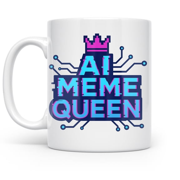 Glitchy Queen Design - Coders and Meme Enthusiasts - 11 oz Ceramic Coffee Mug