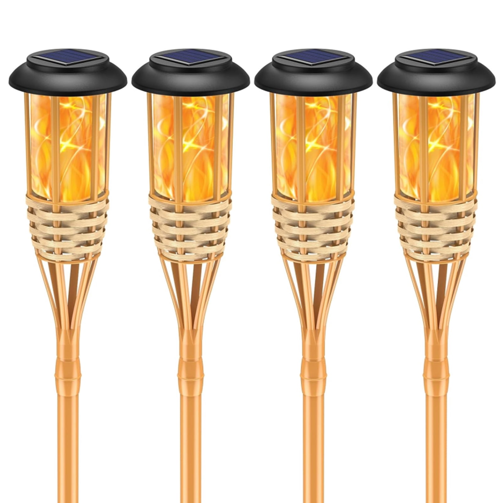 Glitnous 4 Pack Outdoor Solar Torch Lights , Waterproof Dancing ...