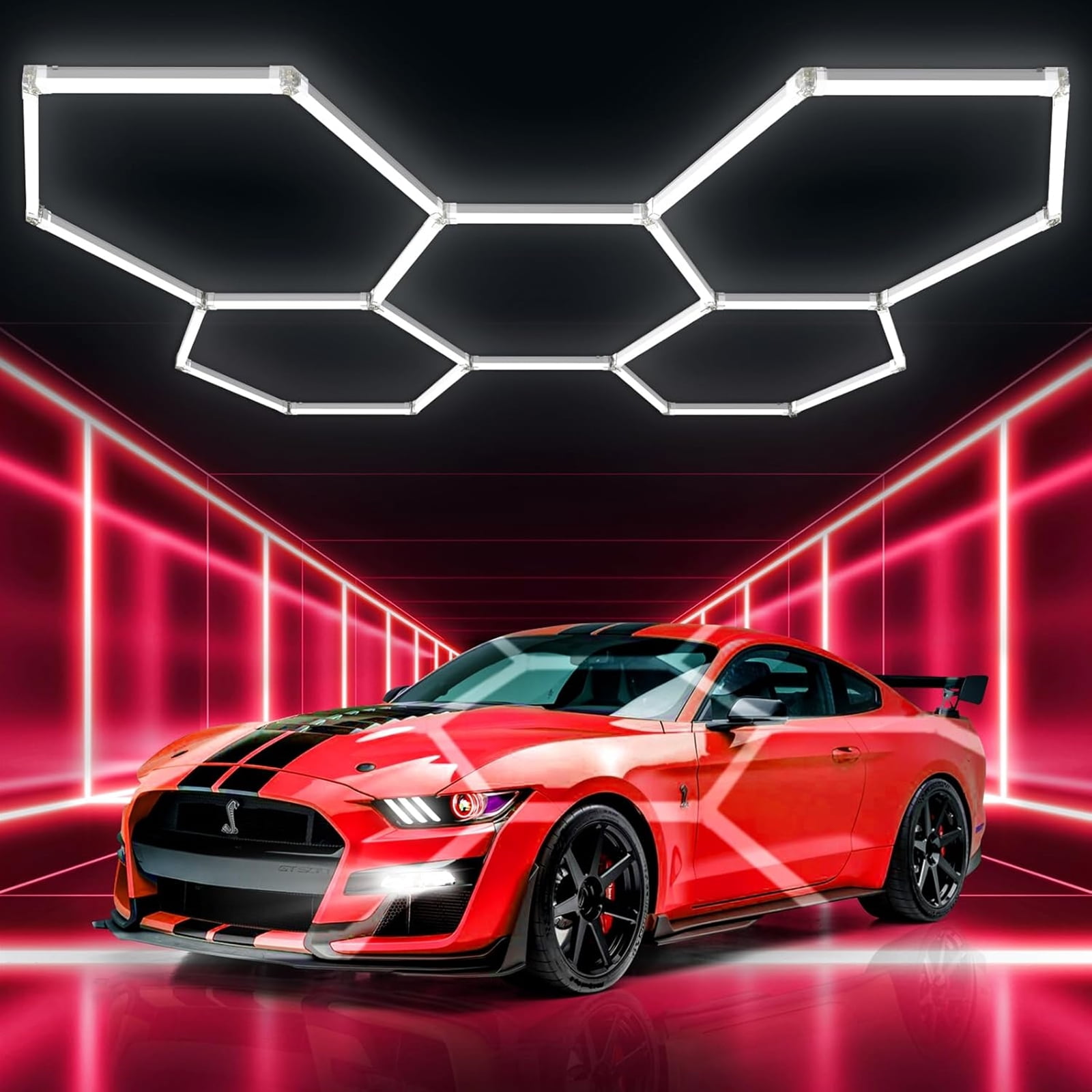 Glitnous Hexagon Garage Led lights, 25 Pack 240W Garage Lights Ceiling Led Work Light, Super Bright 7000K Hexagon Honeycomb Led Shop Lights for Garage Warehouse Workshop