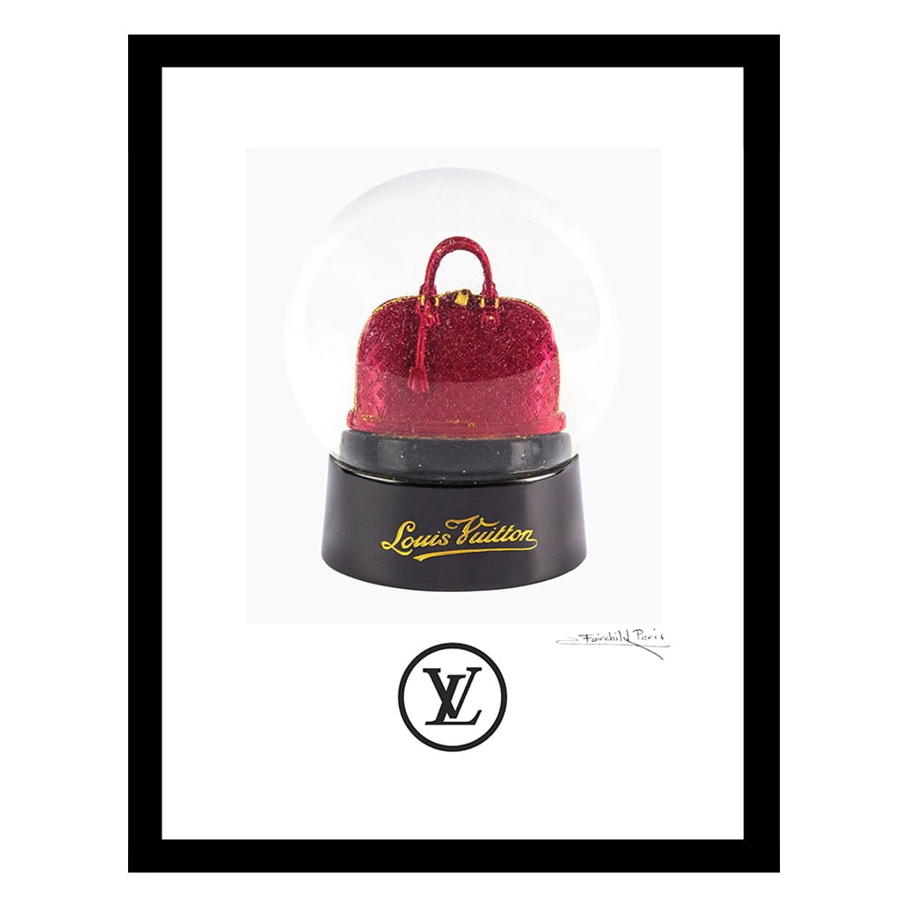 Glitsy Fashion Designer Bag Snow Globe - Framed Print