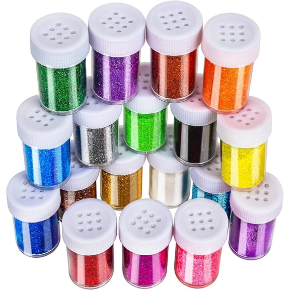 Glitter, 18 Pack Fine Glitter, Craft Glitter Powder Shake Jar, Multi Assorted Set Extra Fine Glitter for Resin Art Crafts Tumbler Scrapbook Jewelry Making, Body Face Hair Glitter, 15g/ Bottle,