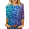 thumbnail image 1 of Glitter 3/4 Sleeve Tops for Womens Summer Tshirts Casual Loose Round Neck Tee Shirts Pullover Tunic, 1 of 5