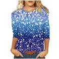 thumbnail image 1 of Glitter 3/4 Sleeve Tops for Womens Summer Tshirts Casual Loose Round Neck Tee Shirts Pullover Tunic, 1 of 5