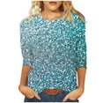 thumbnail image 1 of Glitter 3/4 Sleeve Tops for Womens Summer Tshirts Casual Loose Round Neck Tee Shirts Pullover Tunic, 1 of 5